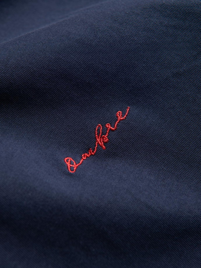 Koszula męska bawełniana REGULAR z dzianiny single jersey - granatowa V2 OM-SHCS-0138