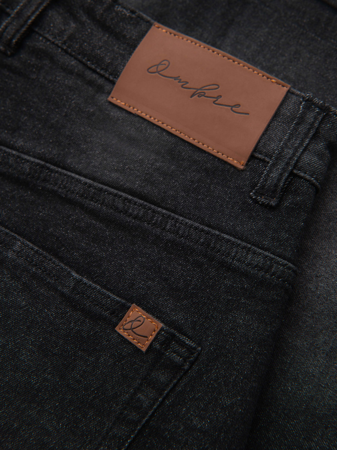 Men's denim shorts with rolled up leg - black V3 OM-SRDS-0164