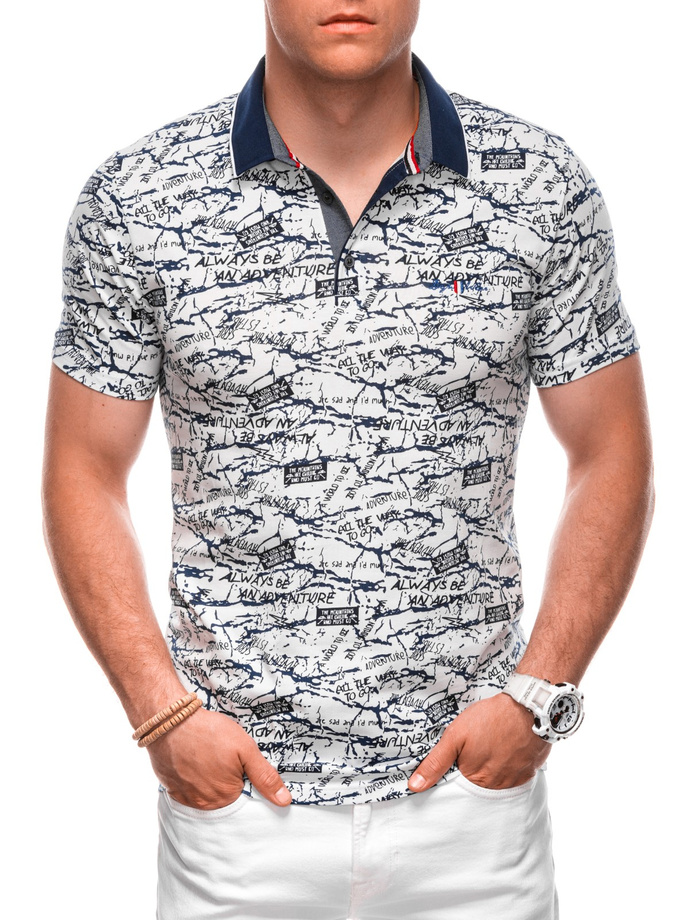 Printed Men's Polo Shirt S1998 - white