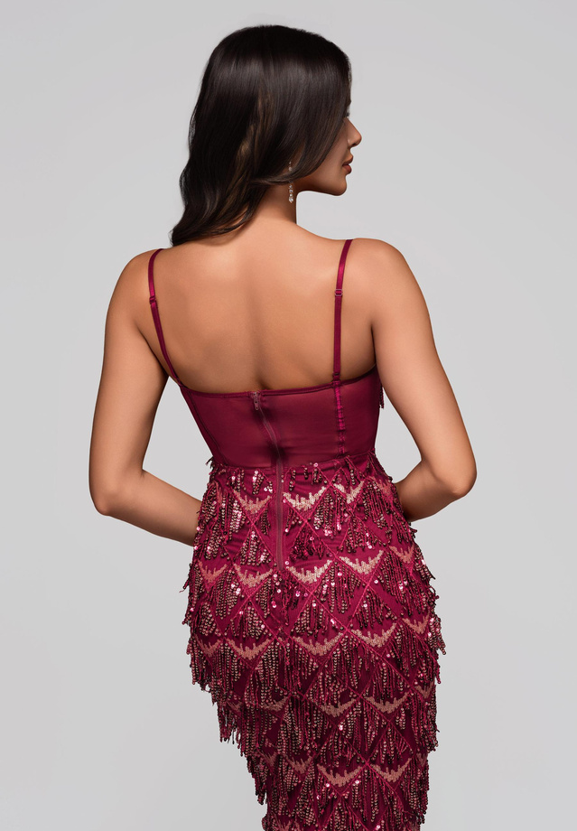 Evening dress LA-OM-DLR204 - burgundy