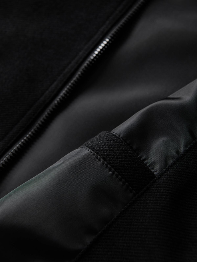 Kurtka bomberka męska z raglanowym rękawem – czarna V1 OM-JANP-0159