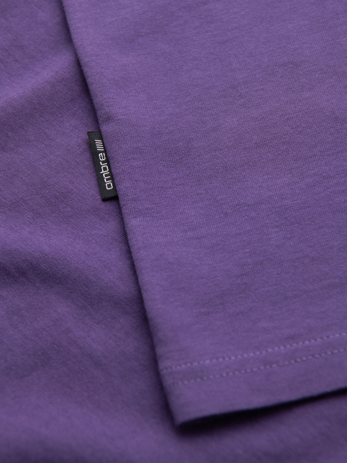 Men's classic cotton BASIC T-shirt - purple V13 OM-TSBS-0236