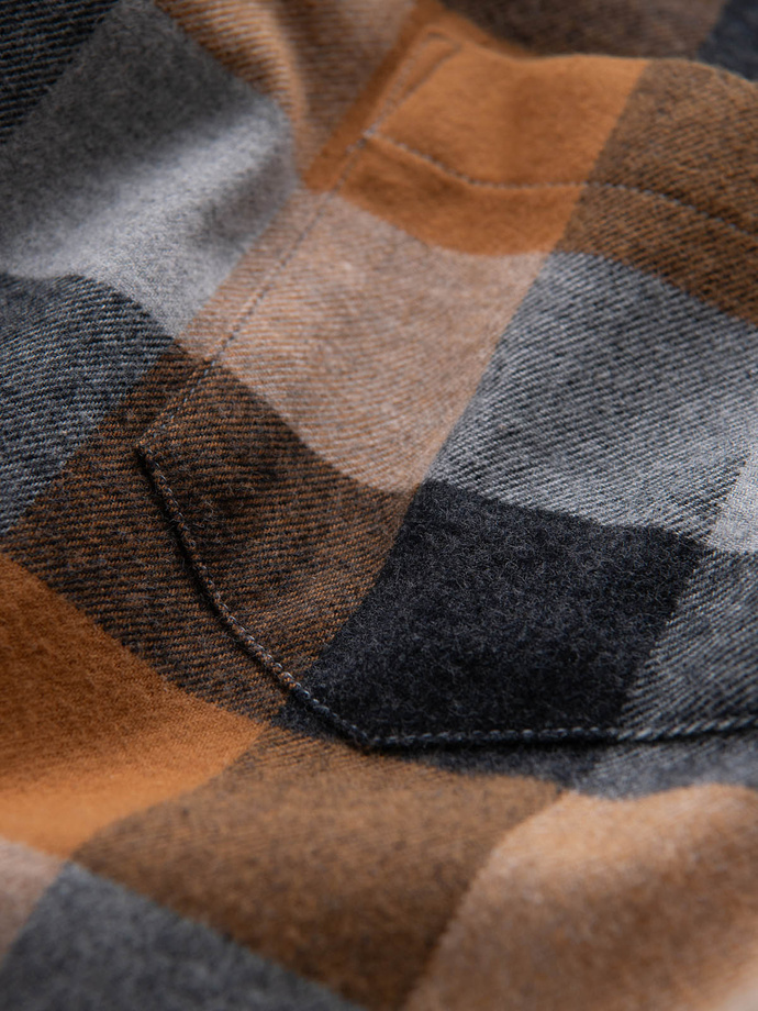 Flanelowa koszula męska w kratę - żółto-czarna V2 OM-SHCS-0150