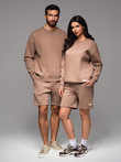 UNISEX tracksuit set sweatshirt + shorts - brown V16 Z108