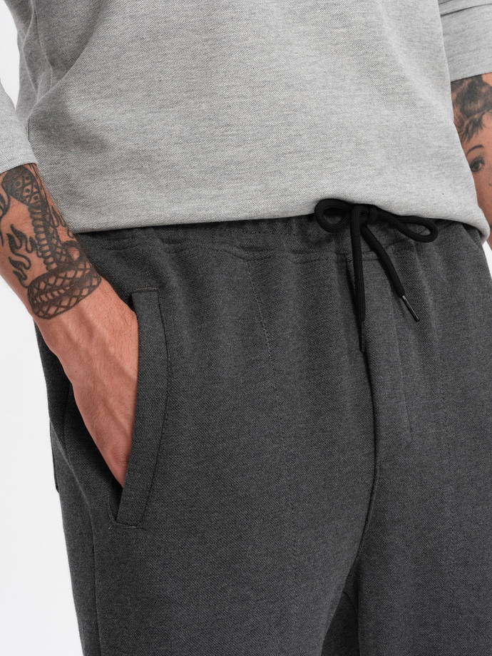 CARROT men's structured knit sweatpants - graphite melange V1 OM-PASK-0143