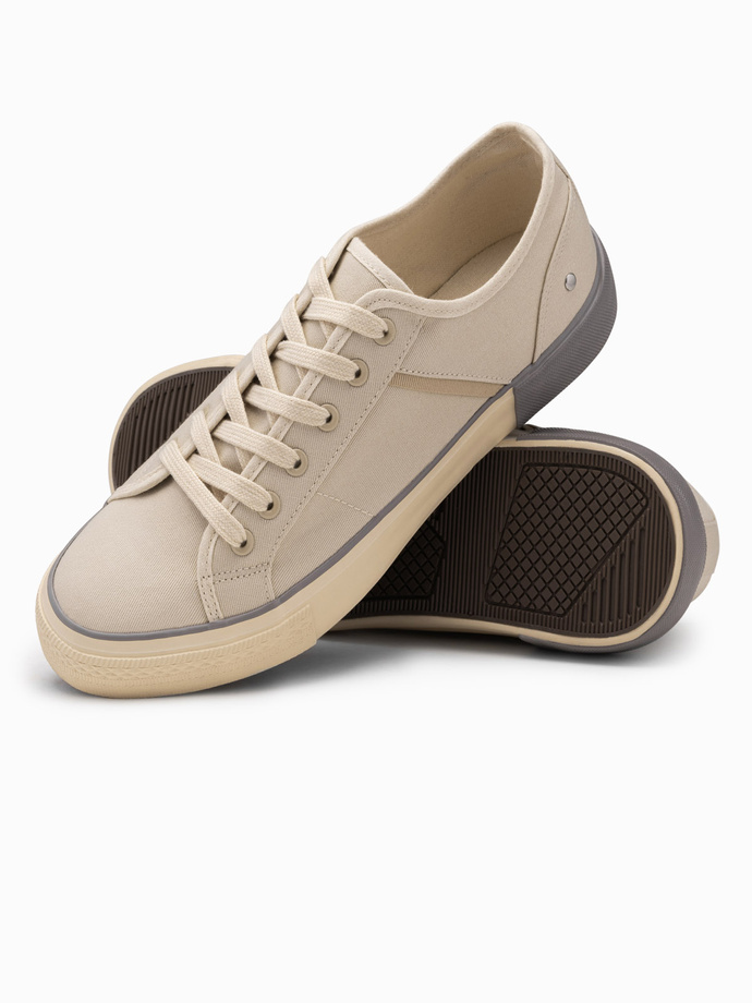 Classic men's sneakers with rivets - cream V2 OM-FOTL-0147