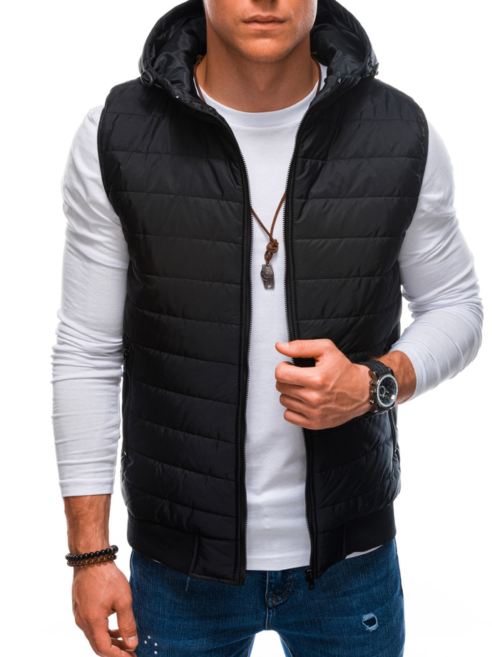 Men's quilted vest V58 - black