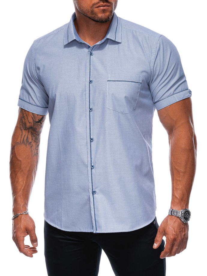 Men's shirt with short sleeves K677 - blue