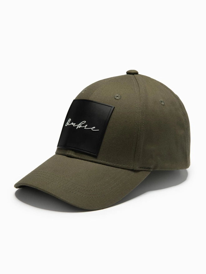 Men's baseball cap with visor and large patch - khaki V2 OM-ACCS-0101