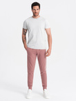 Men's BASIC cotton jogger sweatpants - dark pink V4 OM-PABS-0174