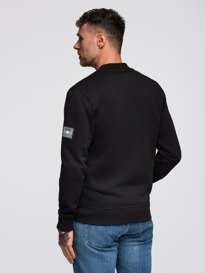 Bawełniana rozpinana męska bluza dresowa bomberka – czarna V5 OM-SSZP-0215