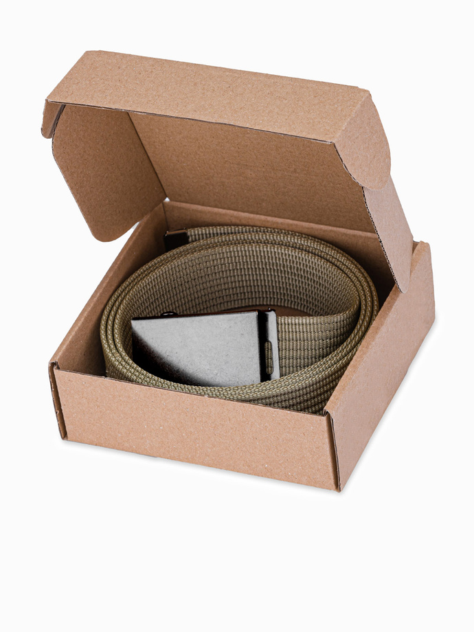 Pasek męski parciany z metalową klamrą - khaki A376