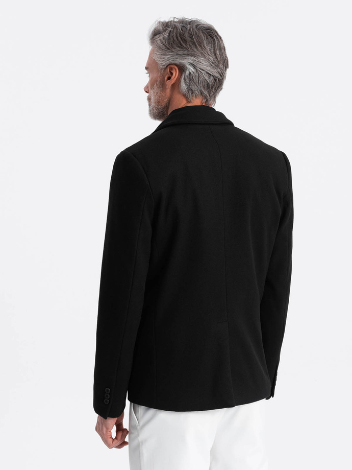 Men's casual blazer with decorative buttons on cuffs - black V3 OM-BLZB-0118