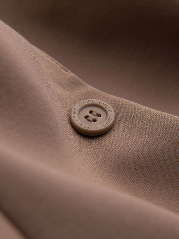 Męska marynarka z naszywanymi kieszeniami - ciemnobeżowa V3 OM-BLZB-0127