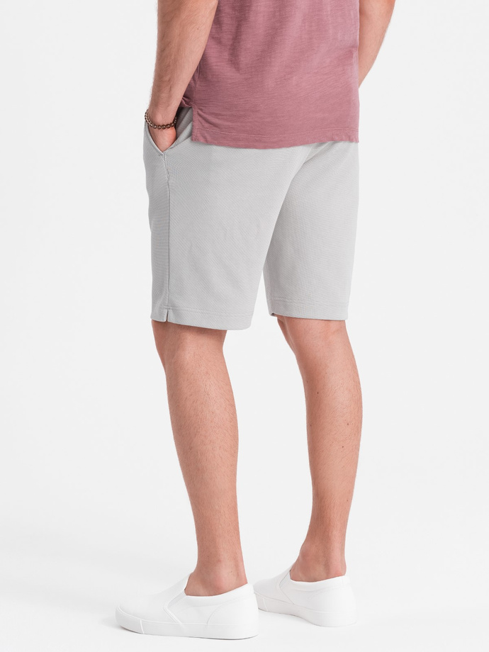 Men's shorts made of two-tone melange knit fabric - light grey V5 OM-SRCS-0127
