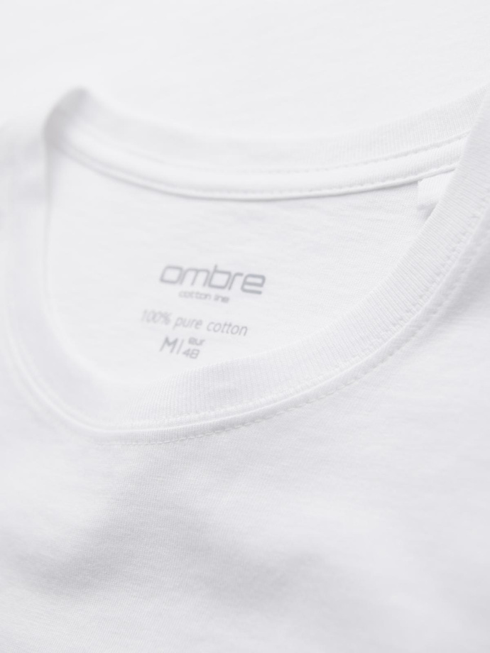 Men's BASIC classic cotton T-shirt - white V4 OM-TSBS-0236