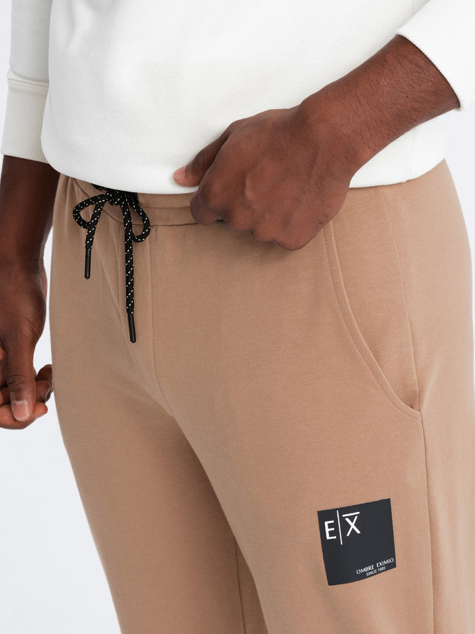 Men's sweatpants with logo - brown V3 OM-PASK-0167