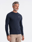Men's signature elastane longsleeve with round neckline - navy blue V2 OM-LSCL-0102