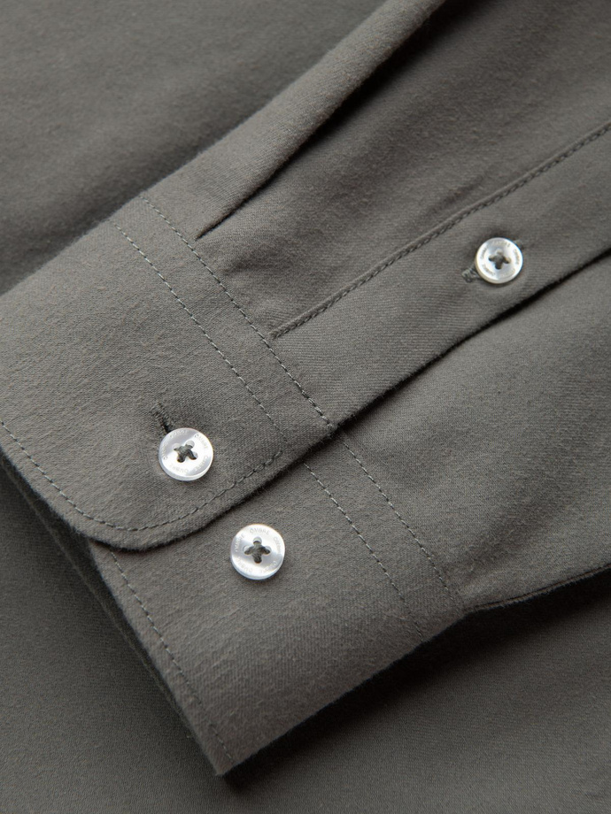 Męska koszula z kieszenią REGULAR FIT - khaki V4 OM-SHCS-0148