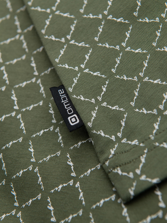 Men's full print knit shirt - olive V2 OM-TSFP-0250