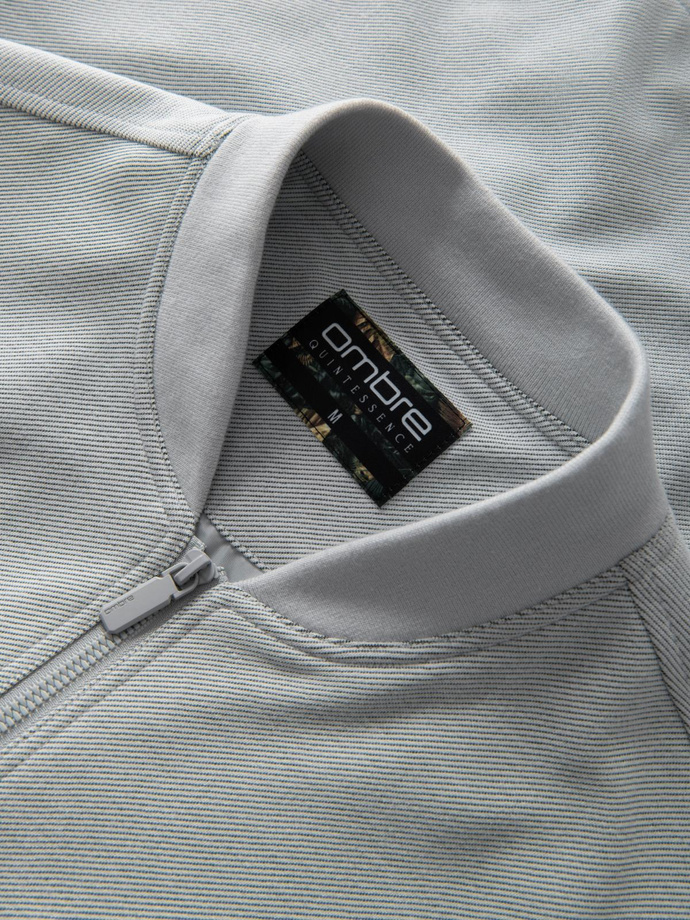 Kurtka bomberka męska z raglanowym rękawem – jasnoszara V4 OM-JANP-0159