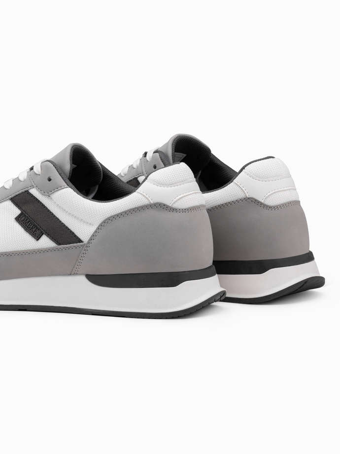 Męskie buty sneakersy z siateczką mesh - szare V2 OM-FOSL-0153