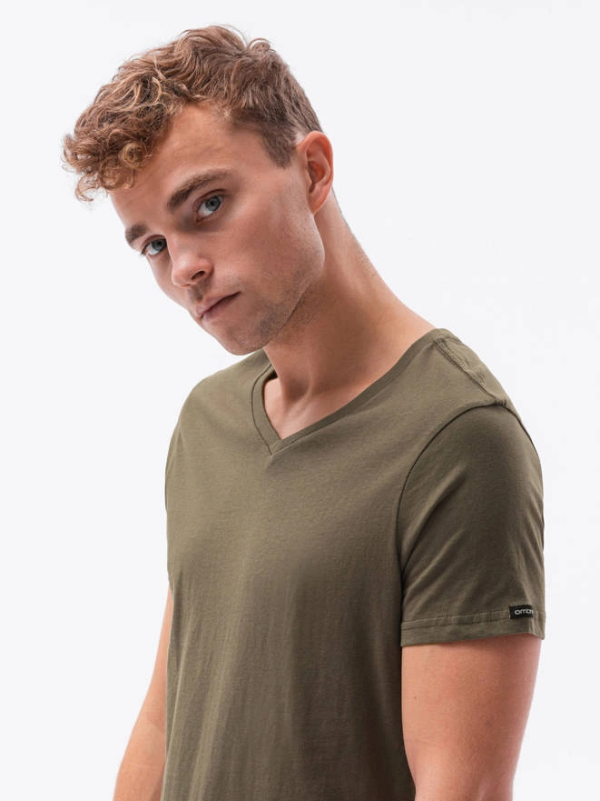 Classic men's BASIC neckline T-shirt - dark olive V6 S1369