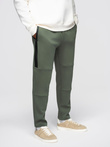 Men's sweatpants with straight leg and rubber details - dark olive green V4 OM-PASK-0281