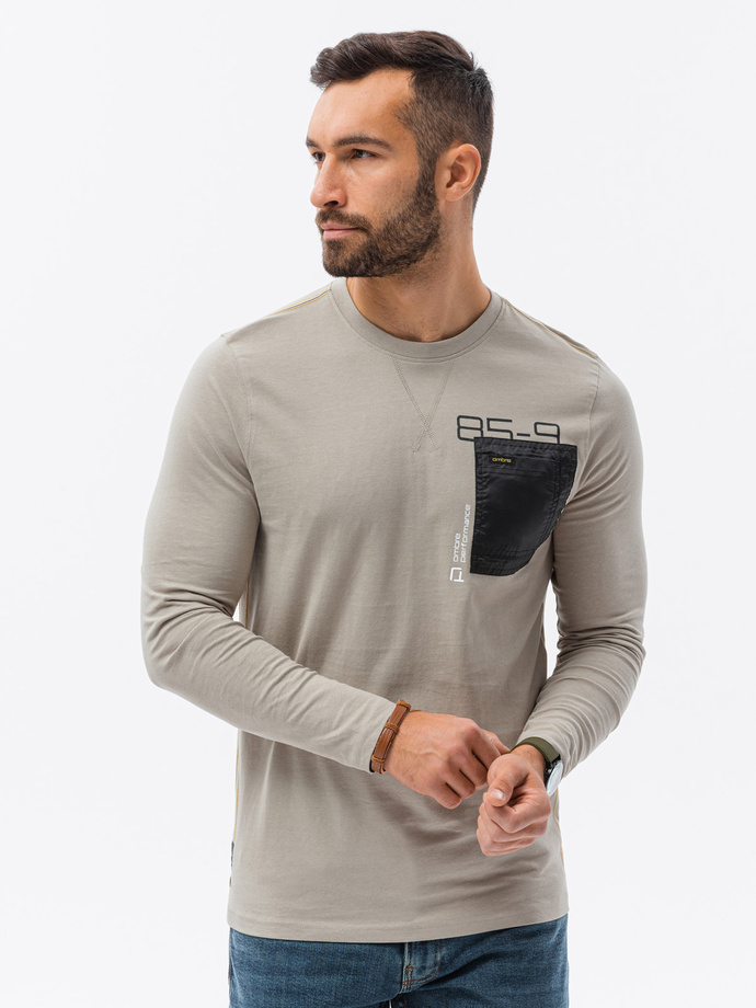 Longsleeve męski z kieszonką - szary V2 L130
