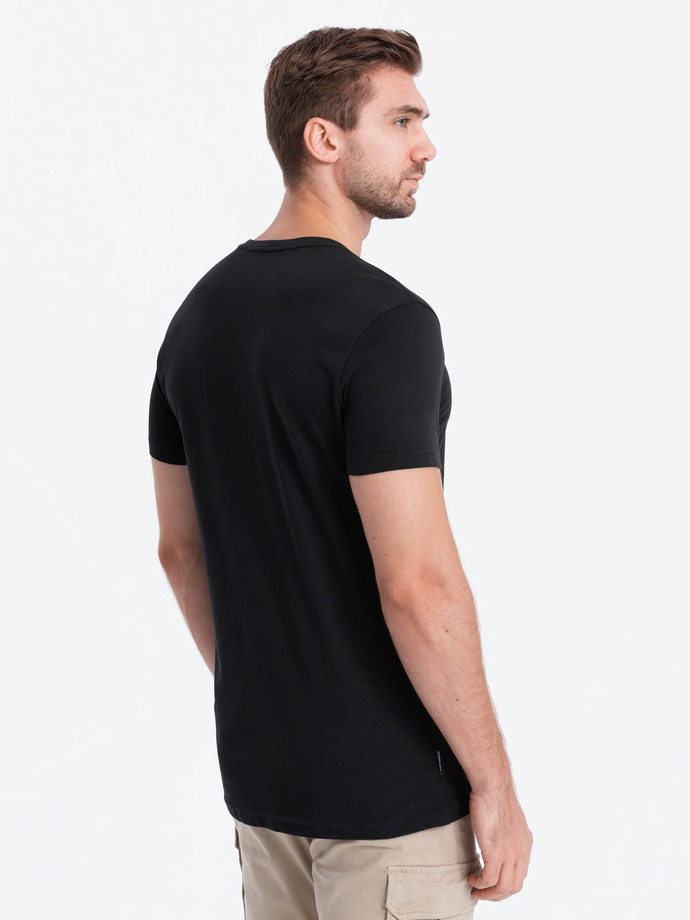 T-shirt męski bawełniany z nadrukiem kosmosu - czarny V1 S1755