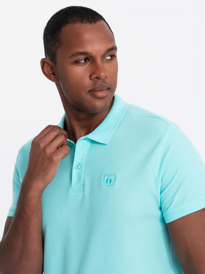 Men's BASIC single color pique knit polo shirt - mint V18 OM-POBS-0100