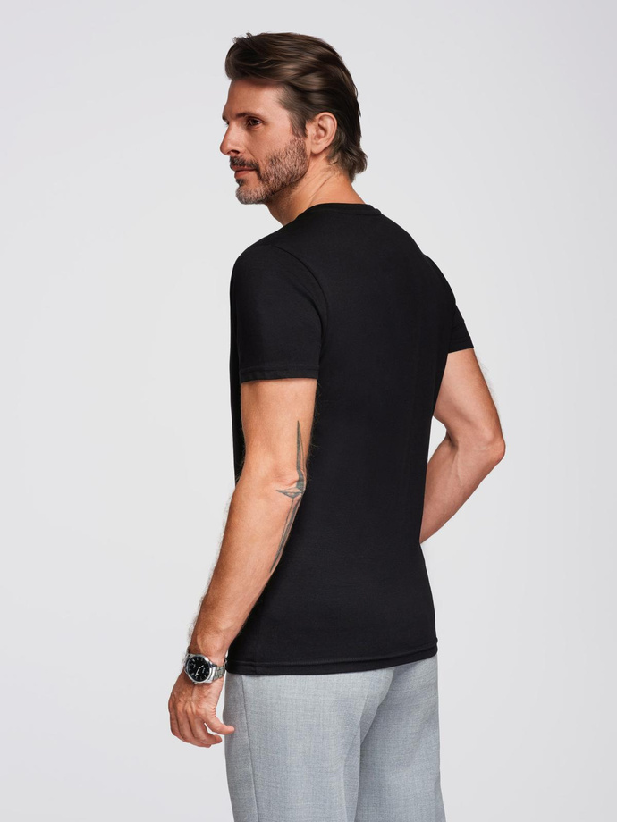 Men's V-NECK T-shirt with elastane - black V3 OM-TSCT-0106