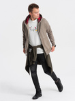 Washable men's unbuttoned hoodie - khaki V2 OM-SSDS-0110