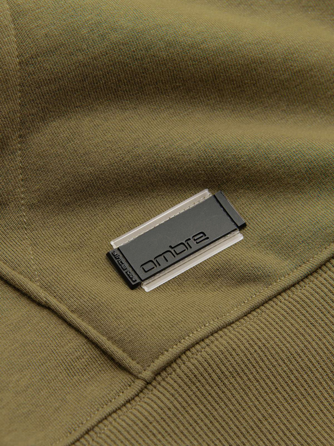 Rozpinana bluza męska dresowa BASIC – oliwkowa V2 OM-SSBZ-0160