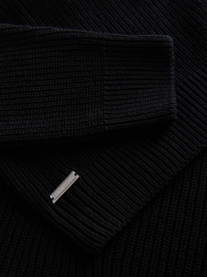 Men's classic cotton turtleneck sweater - black V4 OM-SWTN-0162