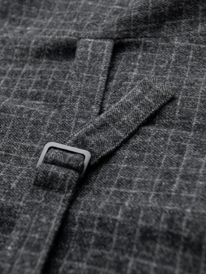 Elegancka kamizelka męska w kratkę z klapami – czarna V3 OM-BLZV-0110