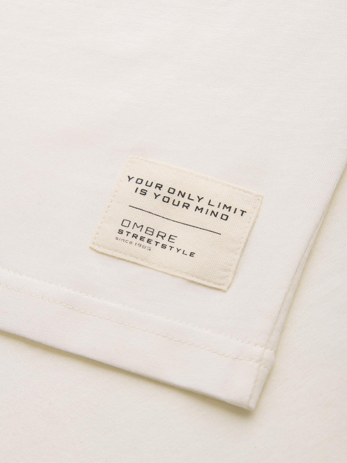 Męski t-shirt z kieszonką LOOSE FIT – biały V8 OM-TSCT-0171