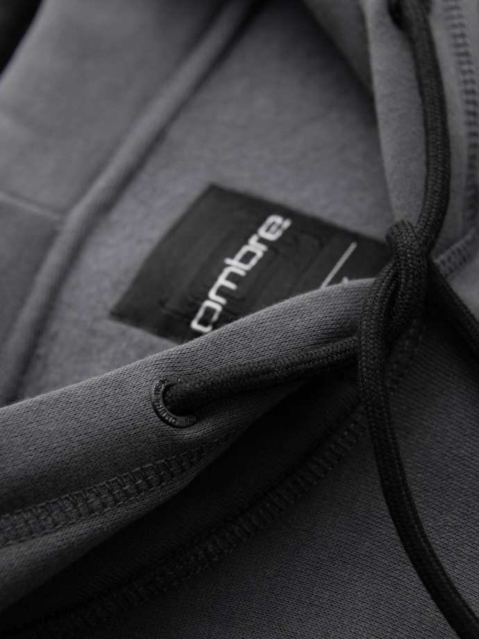 Men's kangaroo sweatshirt with embroidery and hood - graphite V2 OM-SSNZ-0241