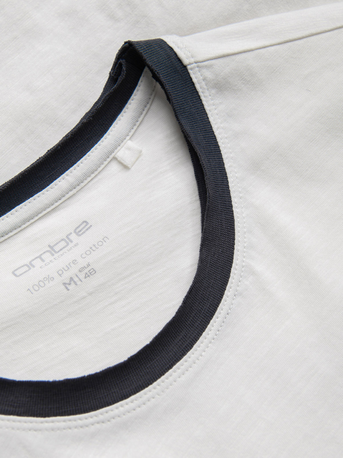 Men's t-shirt with raw finish - ecru V6 OM-TSCT-22SS-004