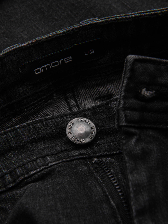 Szorty jeansowe męskie z podwiniętymi nogawkami – czarne V4 OM-SRDS-0134