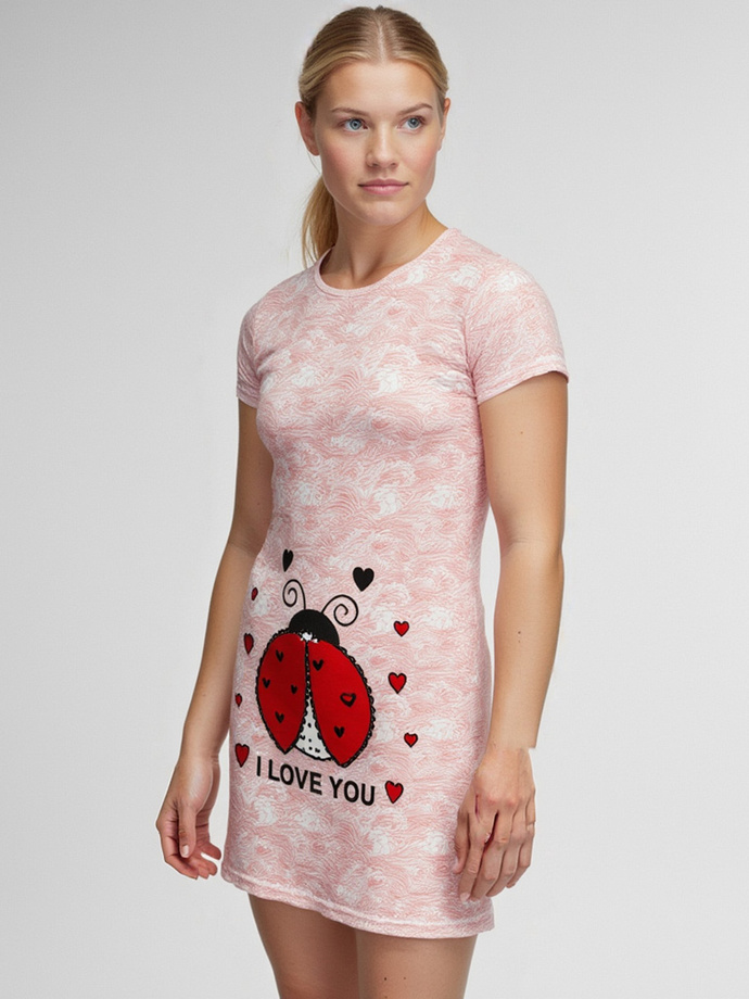 Piżama damska koszula nocna ULR258 - czerwony