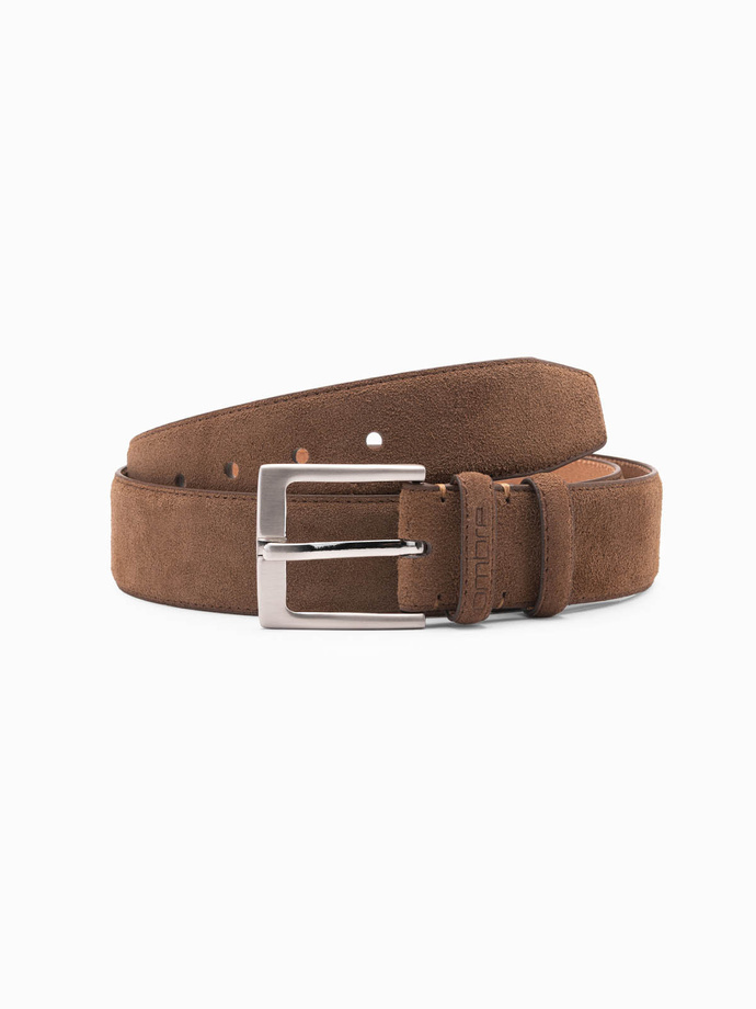 One-color men's belt in natural suede - brown V2 OU-ACBE-0112