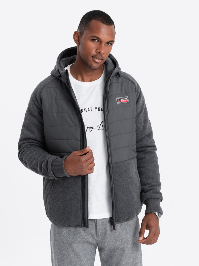 Men's mid-season jacket - dark grey C601