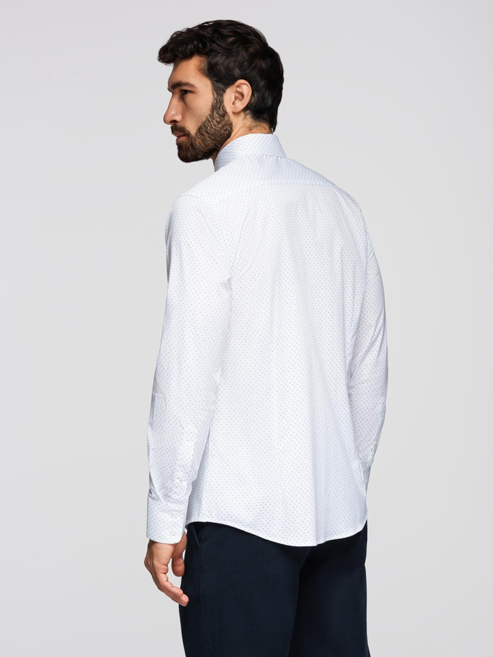 Men's cotton shirt with delicate patterns REGULAR FIT - white V1 K698