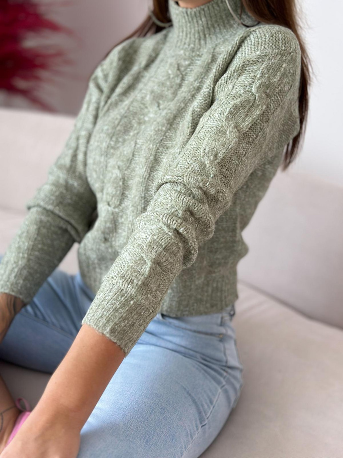 Sweter damski ELR023 - oliwkowy