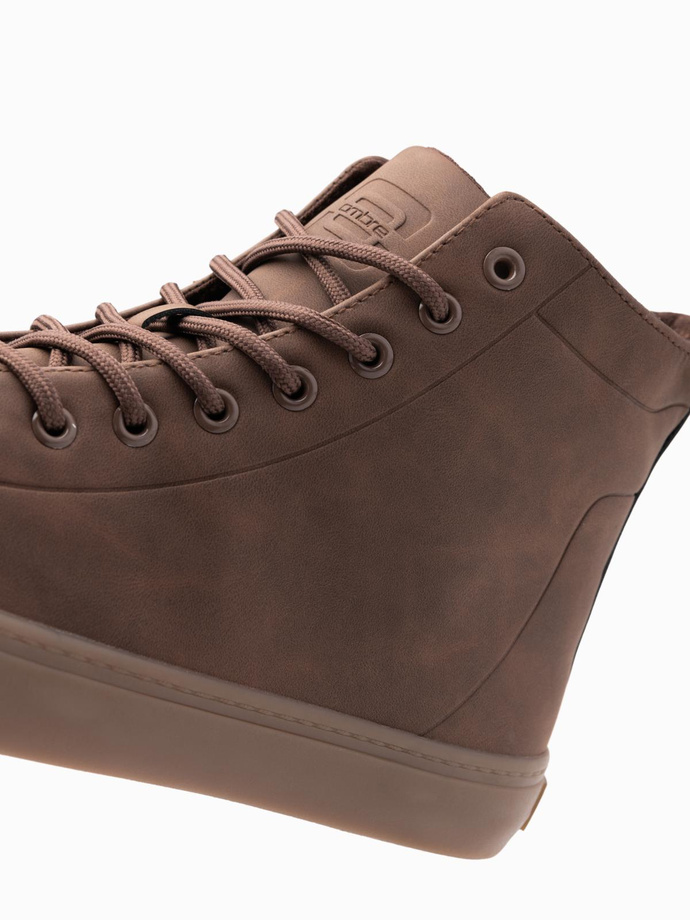 Men's ankle sneakers with rubber sole - brown V4 OM-FOTH-0187