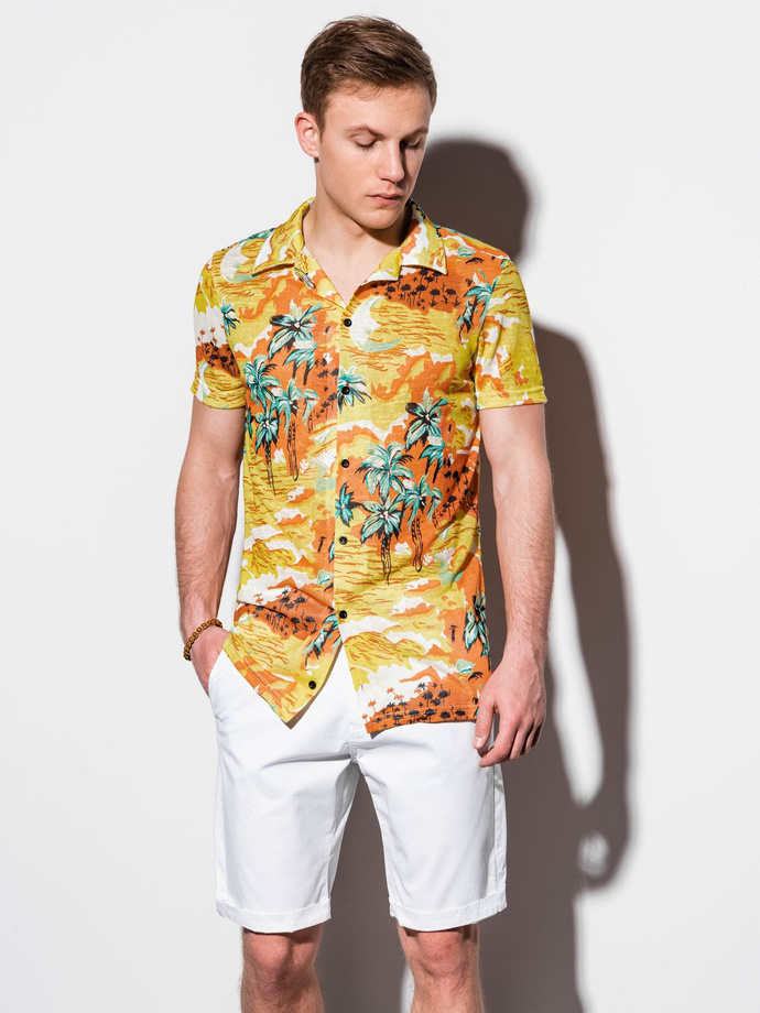 Men's shirt with short sleeves - yellow K548