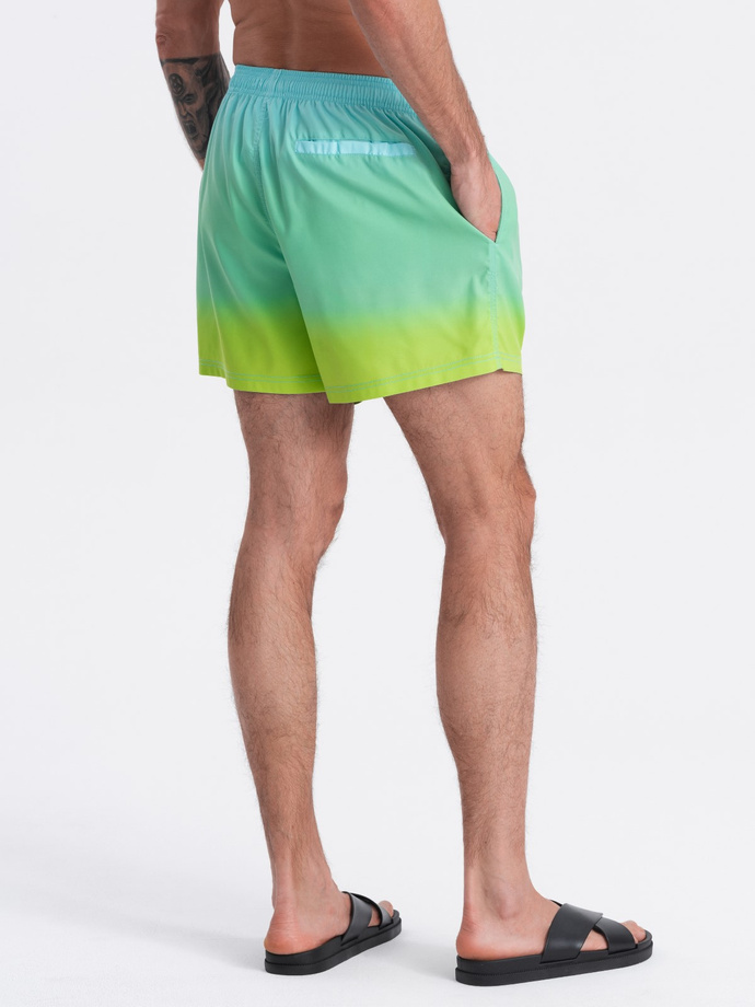 Men's ombre effect swim shorts - light turquoise V19 OM-SRBS-0125