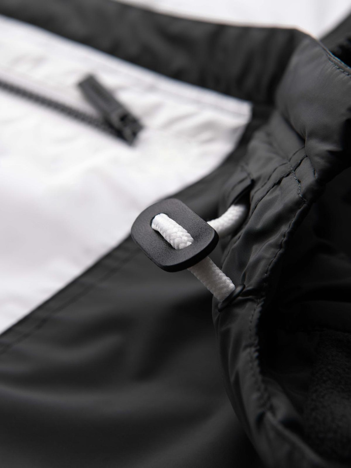 Kolorowa lekka męska kurtka sportowa z polarem – niebiesko-grafitowa V2 OM-JANP-0194