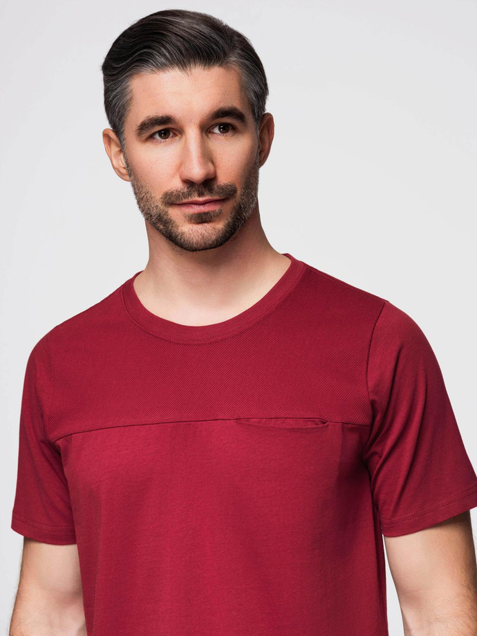 LOOSE FIT men's t-shirt with pocket - red V3 OM-TSCT-0171